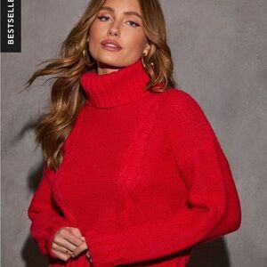 Vici Bold Red Turtleneck Sweater